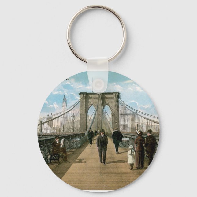 Brooklyn Bridge Promenade, New York City Keychain (Front)