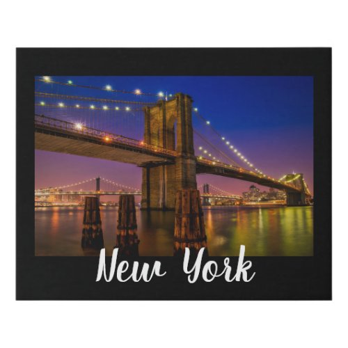 Brooklyn Bridge Scenic Night View Faux Canvas Print