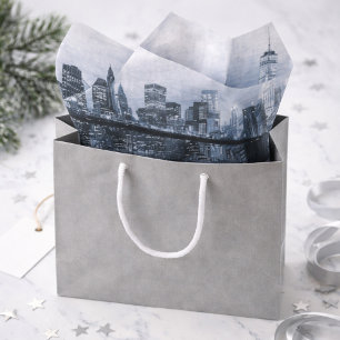 Brooklyn Bridge Sophisticated Urban Monochrome Tissue Paper