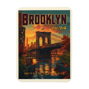 Brooklyn Bridge Sunrise - A Vintage Travel  Magnet