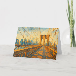 Brooklyn Bridge Sunrise Watercolor Card
