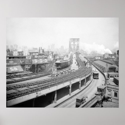 Brooklyn Bridge Terminal 1903 Vintage Photo Poster