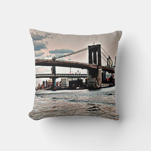Brooklyn Bridge Throw Pillow (Front)