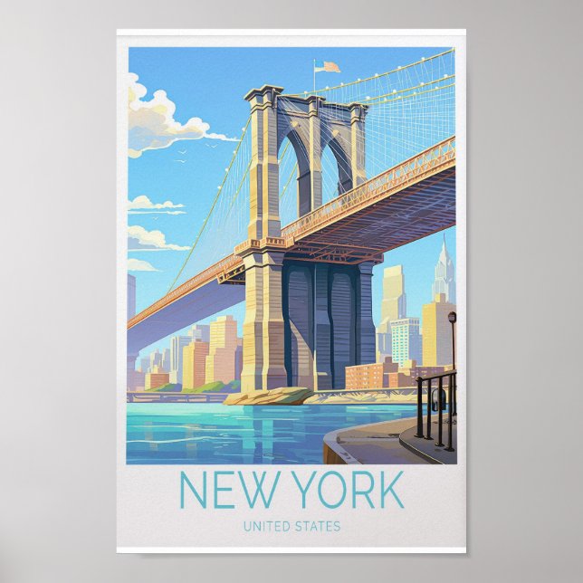 Brooklyn Bridge Travel Poster - New York Wall Art  (Front)