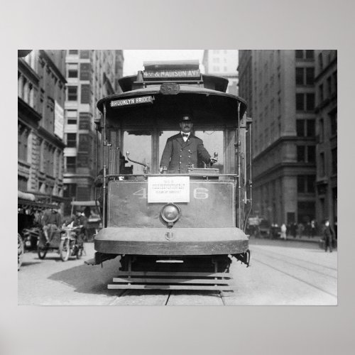 Brooklyn Bridge Trolley 1915 Vintage Photo Poster