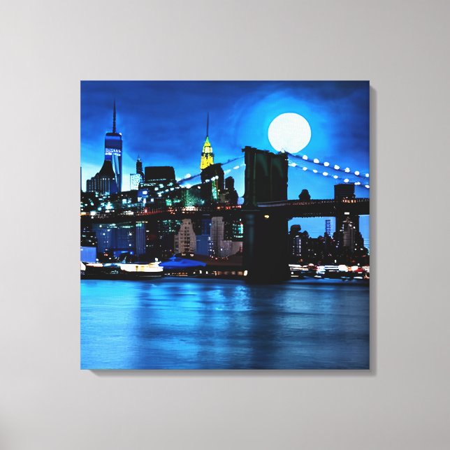 Brooklyn Bridge Under a Full Moon  Canvas Print (Front)