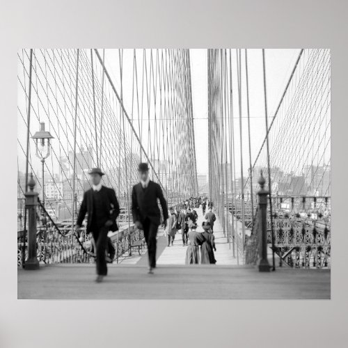 Brooklyn Bridge Walkway 1905 Vintage Photo Poster