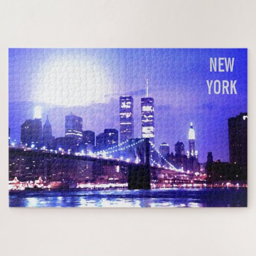 Brooklyn Bridge Water Color Digital Ällustration Jigsaw Puzzle