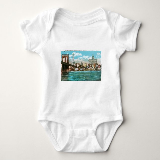 Brooklyn Bridge, Woolworth and Municipal... Baby Bodysuit (Front)