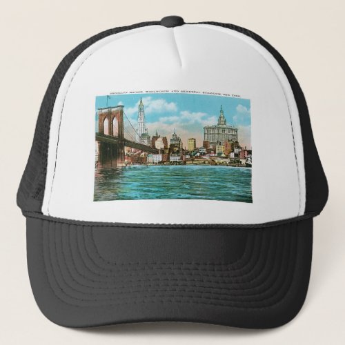 Brooklyn Bridge Woolworth and Municipal Trucker Hat