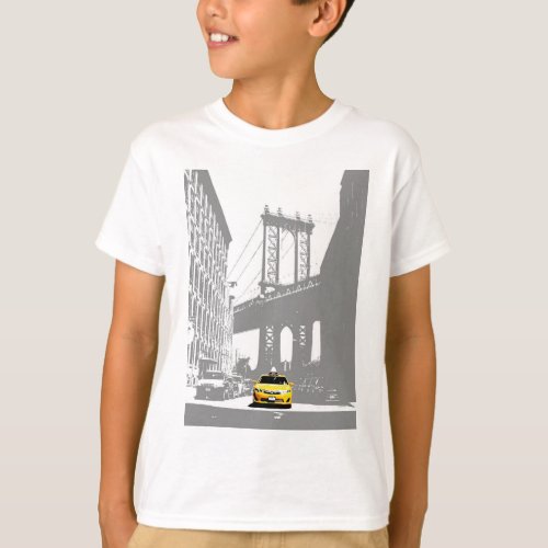 Brooklyn Bridge Yellow Taxi New York City Nyc Boys T_Shirt