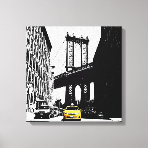 Brooklyn Bridge Yellow Taxi New York City Nyc Canvas Print