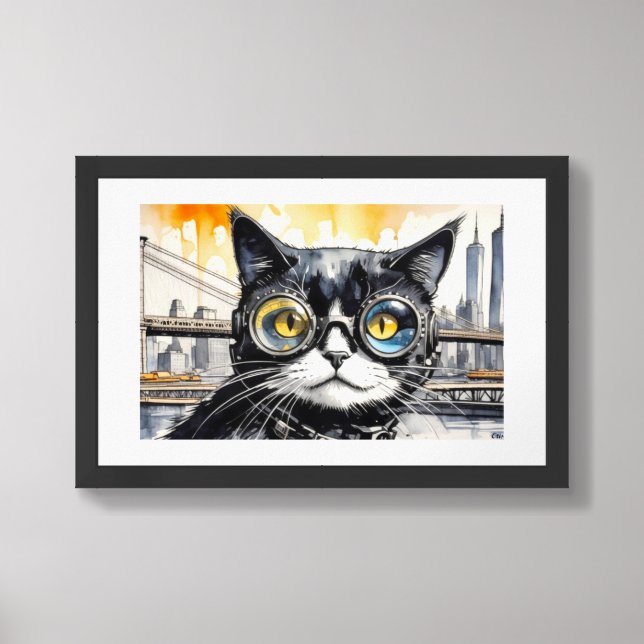 BROOKLYN CAT 3 FRAMED ART (Framed Front)