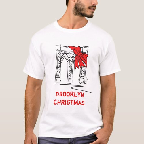 Brooklyn Christmas New York City Landmarks NYC T_Shirt