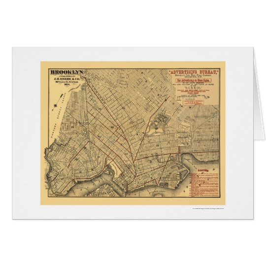 Brooklyn City Railroad Map 1874 Card
