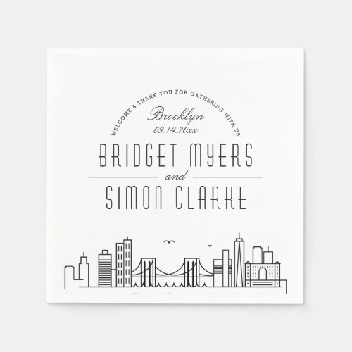 Brooklyn Deco Skyline  Wedding Event Napkins