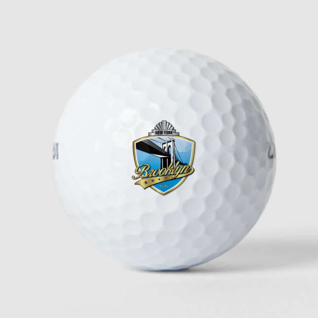 Brooklyn Design Gold Golf Balls (Front)