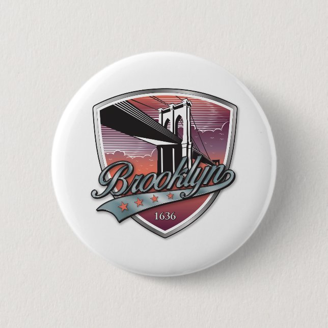 Brooklyn Design Silver Metallic Button (Front)