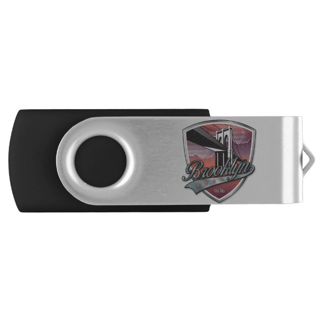 Brooklyn Design Silver Metallic Flash Drive (Front)