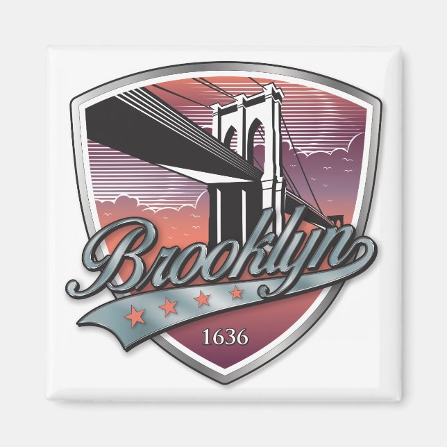Brooklyn Design Silver Metallic Magnet (Front)
