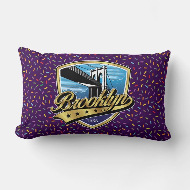 Brooklyn Elegant Gold Swoosh Logo Design Lumbar Pillow (Front)