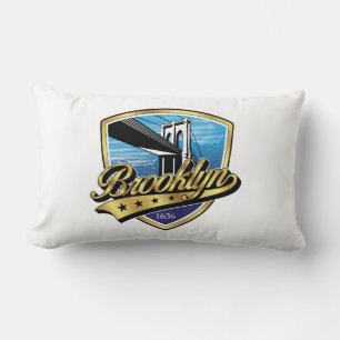 Brooklyn Elegant Gold Swoosh Logo Design Lumbar Pillow