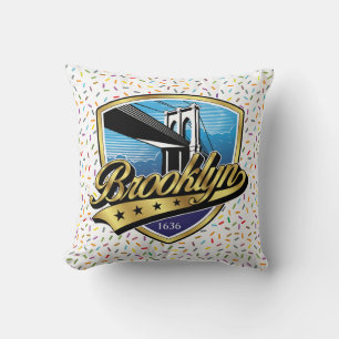 Brooklyn Elegant Gold Swoosh Logo Design Throw Pillow