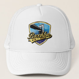 Brooklyn Elegant Gold Swoosh Logo Design Trucker Hat