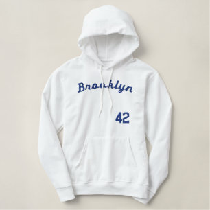 Brooklyn Embroidered Baseball Pullover Hoodie