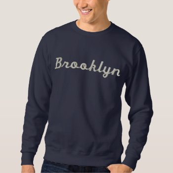 Brooklyn Embroidered Basic Sweatshirt (navy Blue) by Milkshake7 at Zazzle