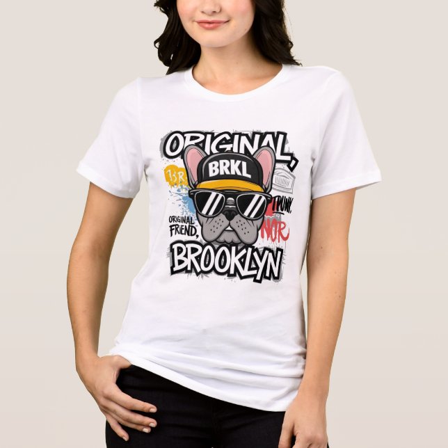 Brooklyn French Bulldog  Tri-Blend Shirt (Front)