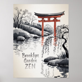 Brooklyn Garden Zen Sumi-E Art Poster