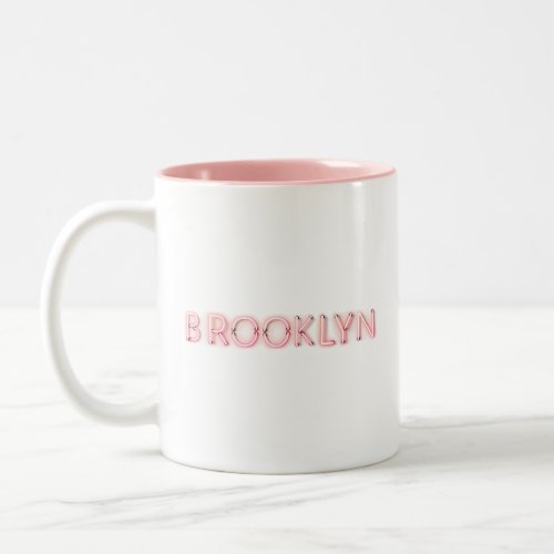 Brooklyn Glowing Neon Lights Two_Tone Coffee Mug