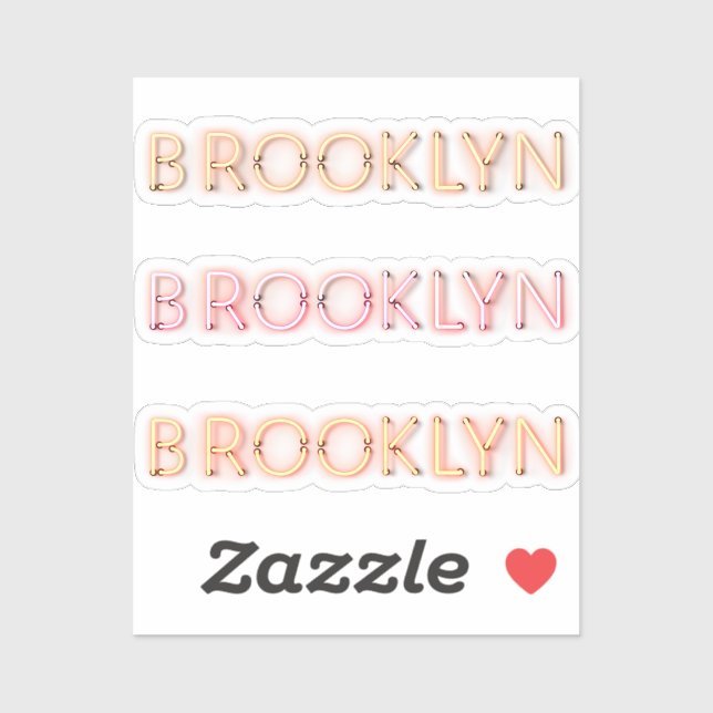 Brooklyn Glowing Neon Lights x3 Sticker (Sheet)