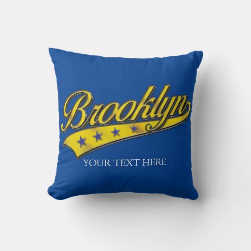 Brooklyn Gold Swoosh Design Template Throw Pillow