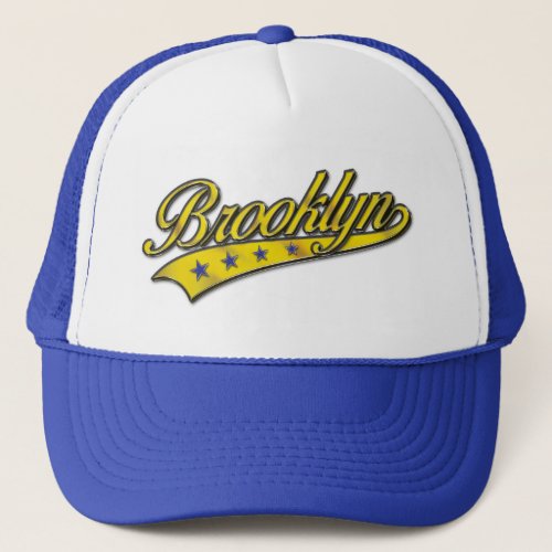 Brooklyn Gold Swoosh Design Template Trucker Hat