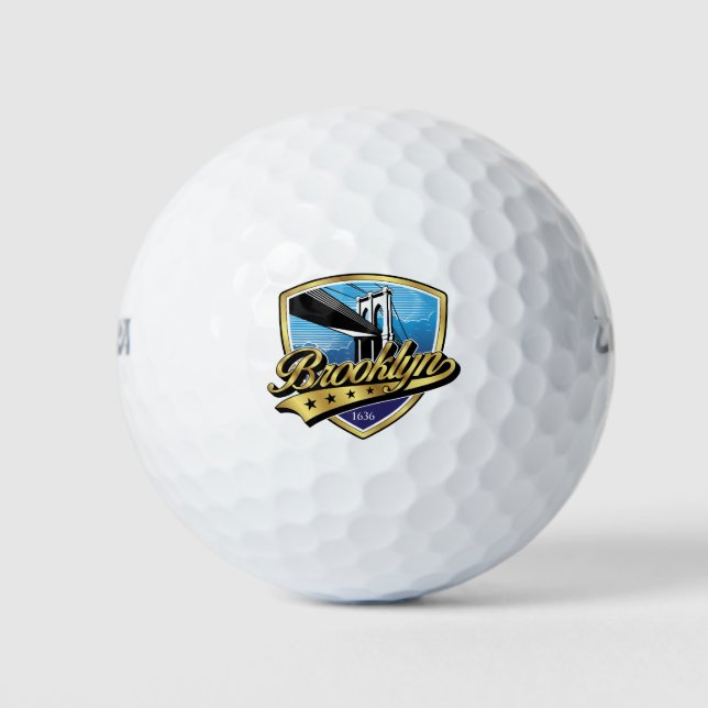 Brooklyn Gold Swoosh Logo Design Golf Balls (Front)