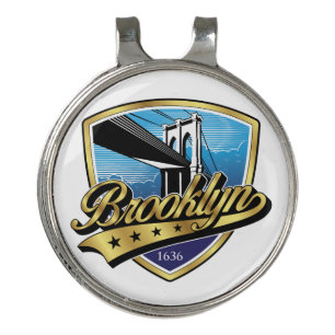 Brooklyn Gold Swoosh Logo Design Golf Hat Clip