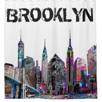 Brooklyn Graffiti Shower Curtain by stickywicket at Zazzle
