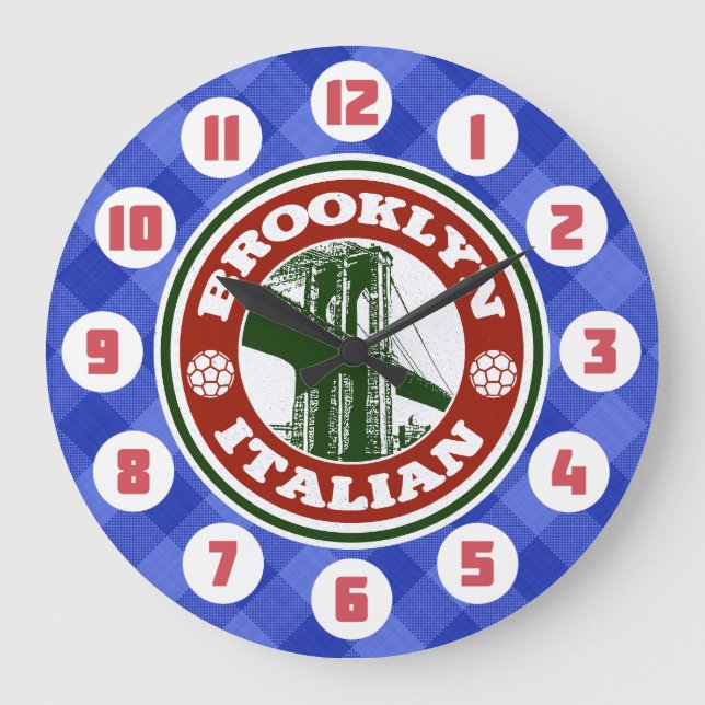 Brooklyn Italian American Round Clock (Front)