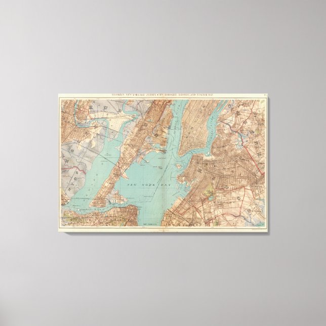 Brooklyn, Jersey City, and Hoboken Canvas Print (Front)