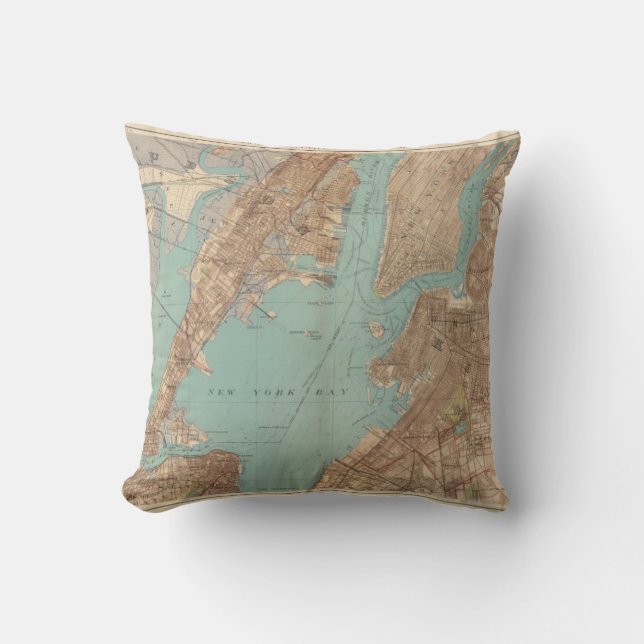 Brooklyn, Jersey City, and Hoboken Throw Pillow (Front)
