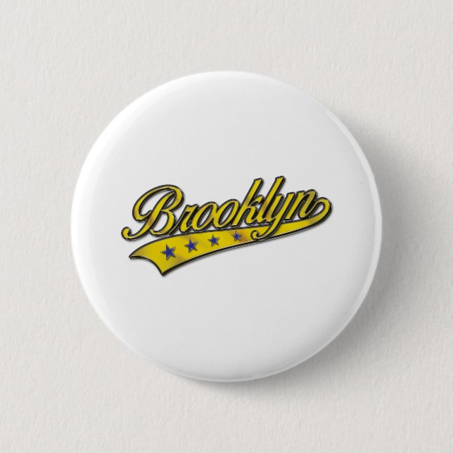 Brooklyn Logo Gold Embossed Button (Front)