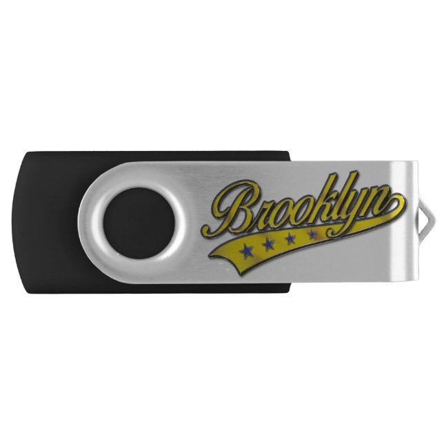 Brooklyn Logo Gold Embossed Flash Drive (Front)