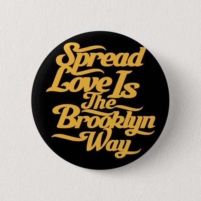 Brooklyn Love Yellow Pinback Button (Front)