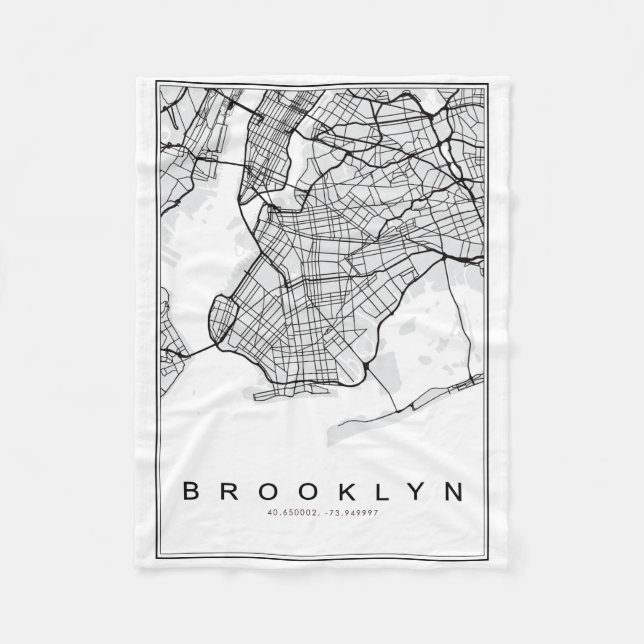 Brooklyn Map Illustration Fleece Blanket (Front)
