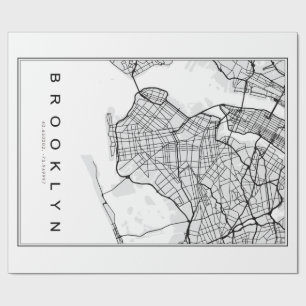 Brooklyn Map Illustration Wrapping Paper