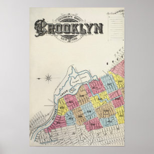 BROOKLYN MAP VINTAGE DECO POSTER