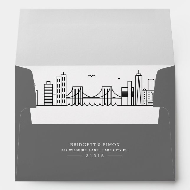 Brooklyn Modern Deco | Skyline Reveal Envelope (Back (Bottom))