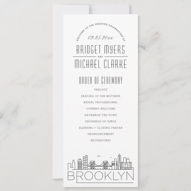 Brooklyn | Modern Deco Wedding Program (Front)